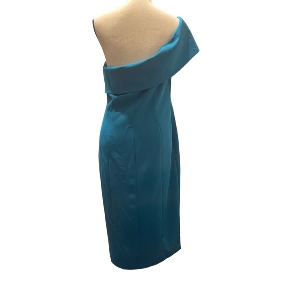NWT Eliza J Blue One Shoulder Asymmetrical Event Party Cocktail  Sheath Dress 12 - Picture 4 of 14